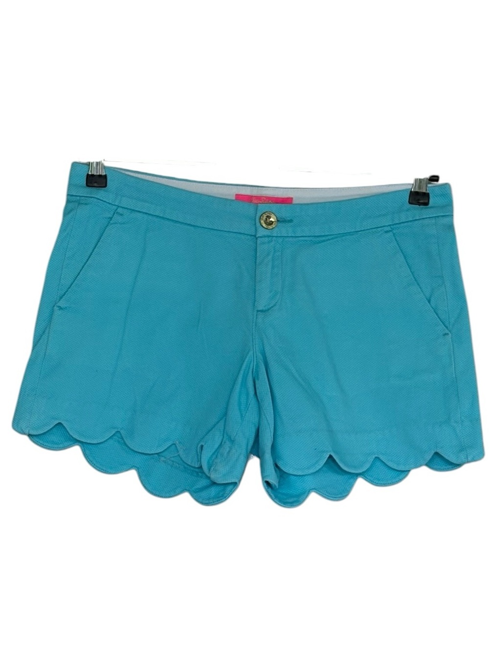 Lilly Pulitzer Scallop Hem Zip Up Shorts  Turquoise Blue Size 4